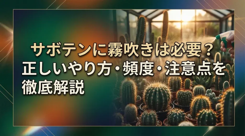 サボテンに霧吹きは必要？正しいやり方・頻度・注意点を徹底解説