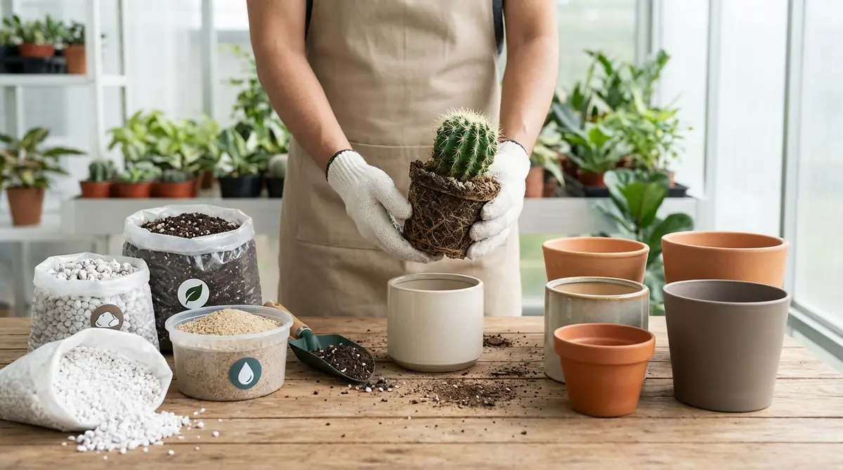 サボテンの植え替えに適した土と鉢の選び方